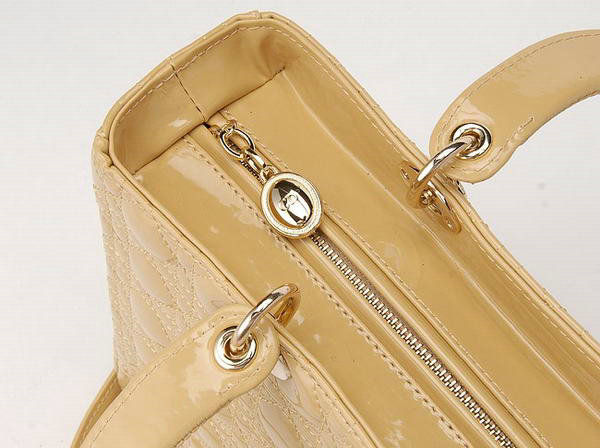 replica jumbo lady dior patent leather bag 6322 apricot with gold - Click Image to Close